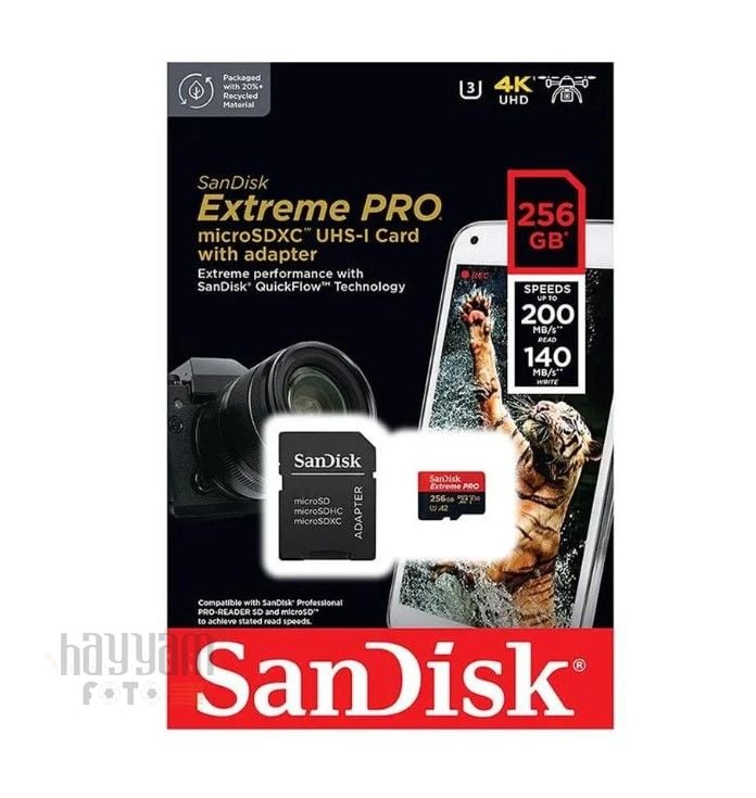 SanDisk 256GB Extreme Pro MicroSDXC  (200MB/S) Hafıza Kartı