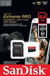 Sandisk Extreme Pro 64GB Micro SD Hafıza Kartı 200Mb/90Mb