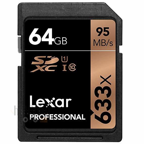 64GB Lexar® Professional 633x SDHC™/SDXC™ UHS-I cards,  up to 95MB/s read 45MB/s write