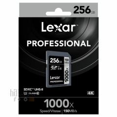 256GB Lexar® Professional 1000x SDHC™/SDXC™ UHS-II cards, up to 150MB/s read 90MB/s write