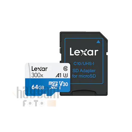 64GB Lexar® High-Performance 300x microSDHC™/microSDXC™ UHS-I, up to 95MB/s read