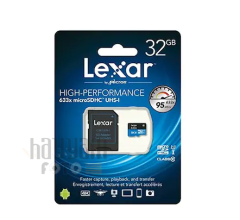 32GB Lexar® High-Performance 633x microSDHC™/microSDXC™ UHS-I, up to 95MB/s read 20MB/s write