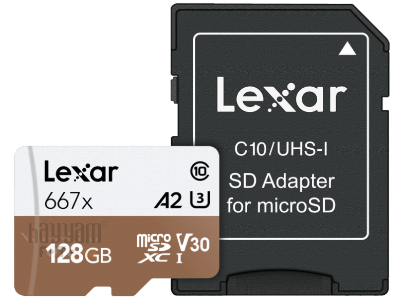 128GB Lexar® High-Performance 677x microSDHC™/microSDXC™ UHS-I, up to 100MB/s read 90MB/s write