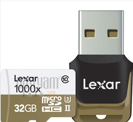 32GB Lexar® Professional 1000x microSDHC™/microSDXC™ UHS-II, up to 150MB/s read 75MB/s write