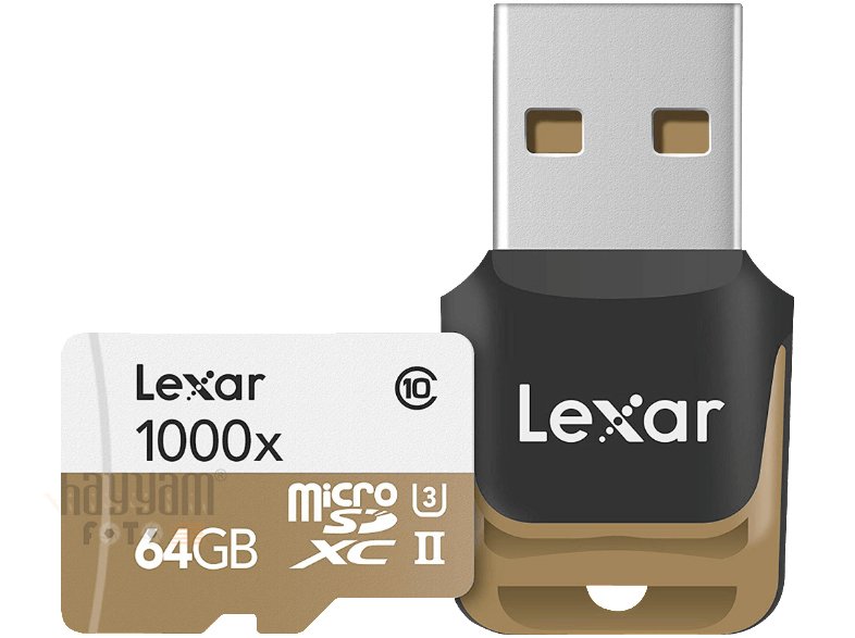 64GB Lexar® Professional 1000x microSDHC™/microSDXC™ UHS-II, up to 150MB/s read 75MB/s write