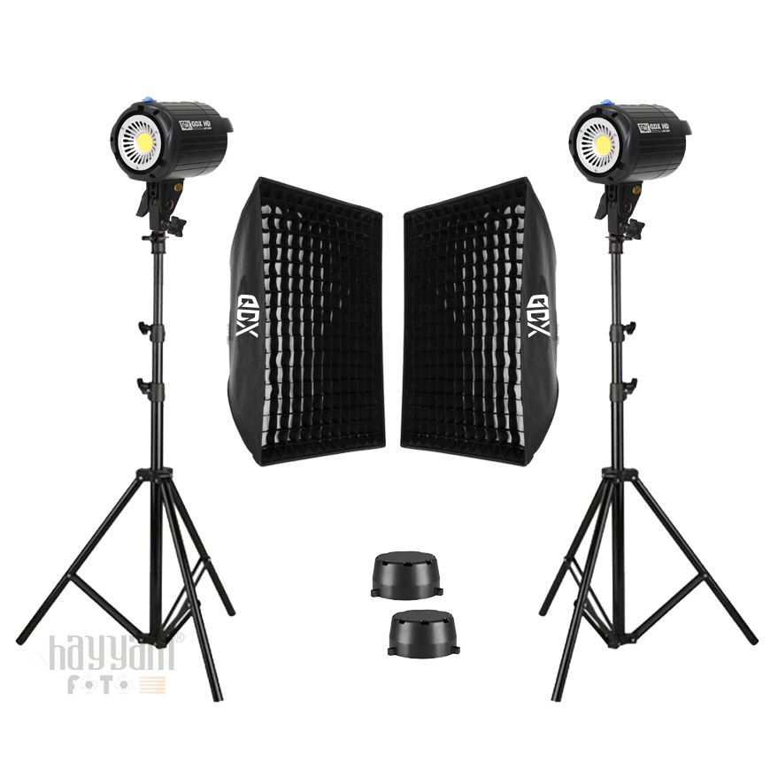 GDX HD-60W Led Video Işığı 2'li Full Set (60x90 Softbox + 260cm Işık Ayağı)