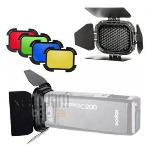 Godox BD-07 AD200 Işık Kontrol Kapağı Petek  4 Renkli Filtre (Sarı, Yeşil, Kırmızı ve Mavi)