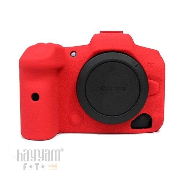 Andoer (Canon R5) İçin Koruyucu Silikon Kılıf (Kırmızı)