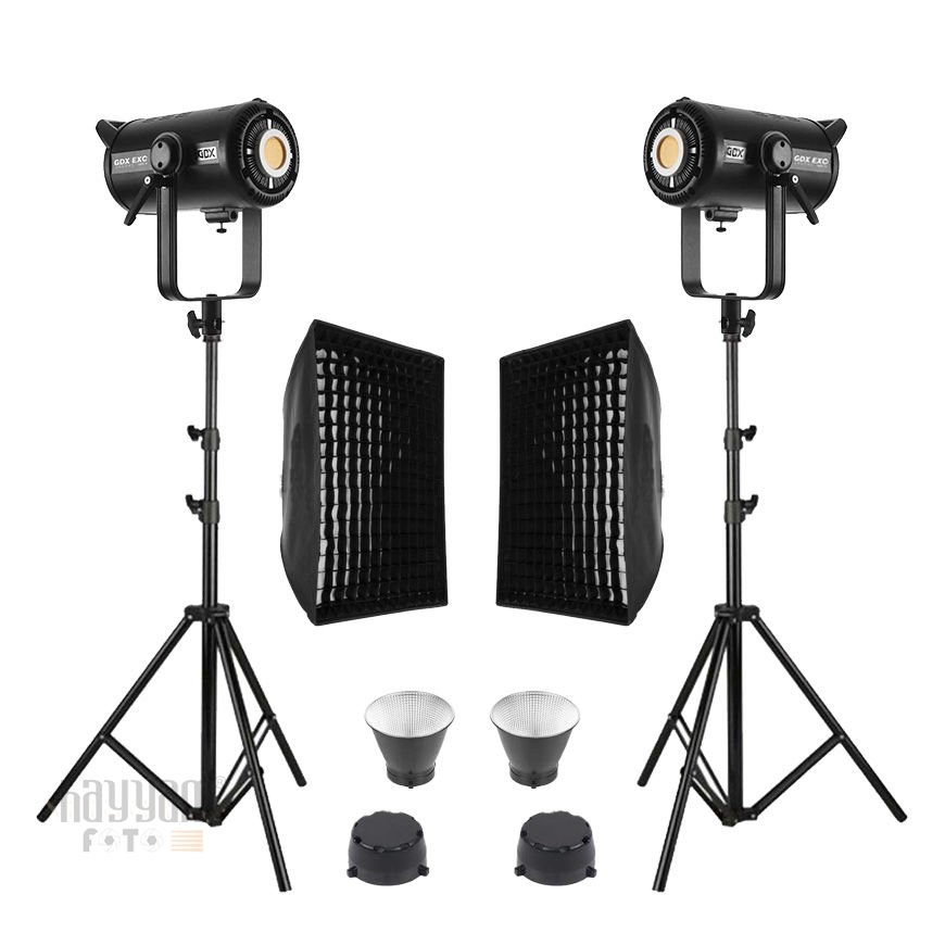 GDX EXC-220C-II 2'li Full Set (Gridli 60x90 Softbox + 260 cm Kalın Işık Ayağı)