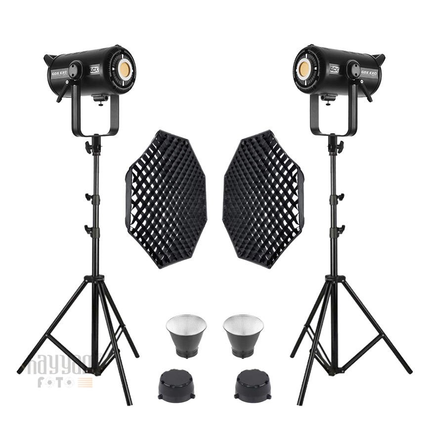 GDX EXC-400C-II 2'li Full Set (Gridli 95cm Octagon + 260 cm Kalın Işık Ayağı)