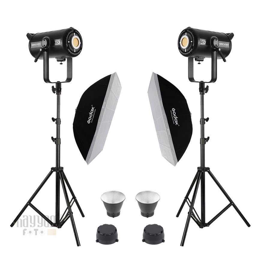 GDX EXC-220C-II 2'li Full Set (60x90 Softbox + 260 cm Kalın Işık Ayağı)