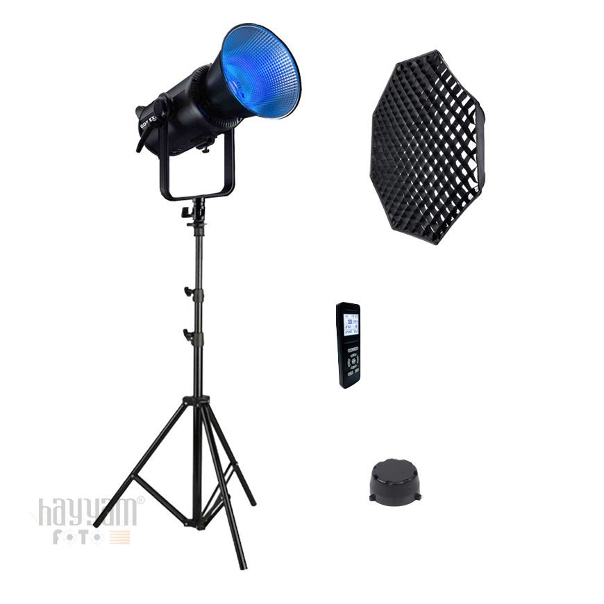 Gdx Exc-180RGB-II Rgb Led Video Işığı Full Set (Gridli 95cm Octagon + 260 cm Kalın Işık Ayağı)